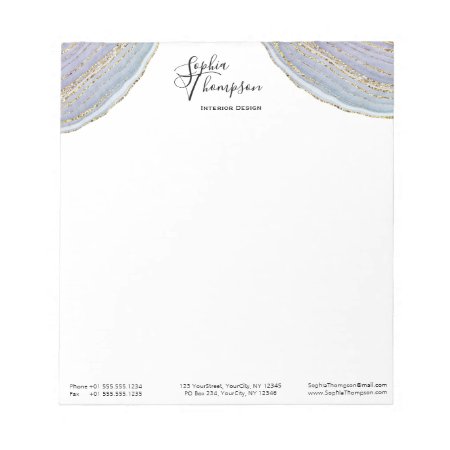 Modern Elegant Gold Lavender Geode Agate - Notepad