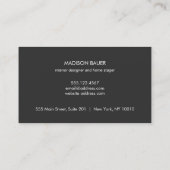 Modern Elegant Gold Lined Black and Beige Linen Business Card (Back)