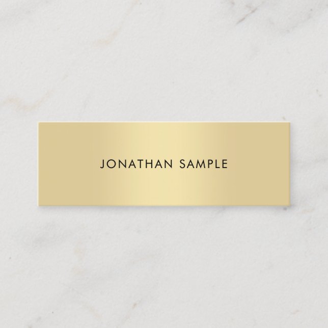 Modern Elegant Gold Look Cool Minimalist Plain Mini Business Card (Front)