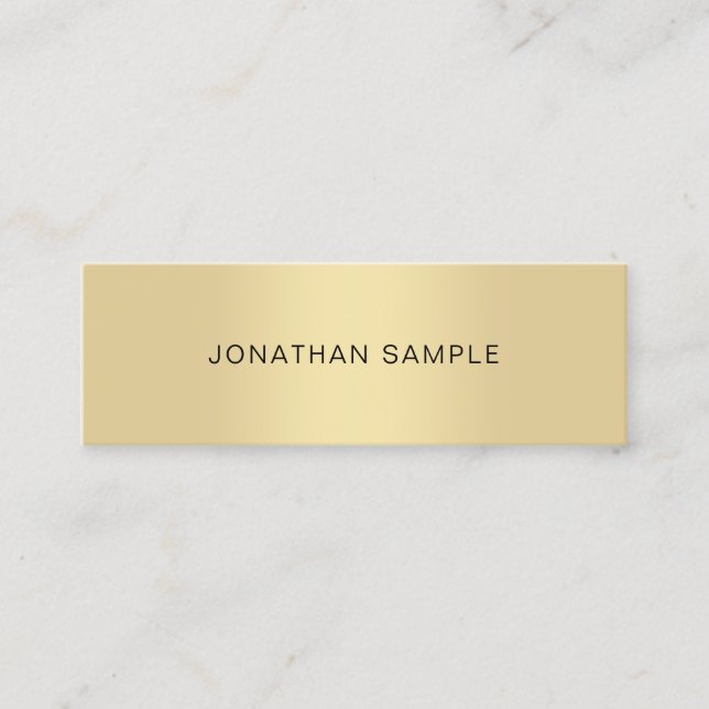 Modern Elegant Gold Look Cool Simple Template Mini Business Card (Front)