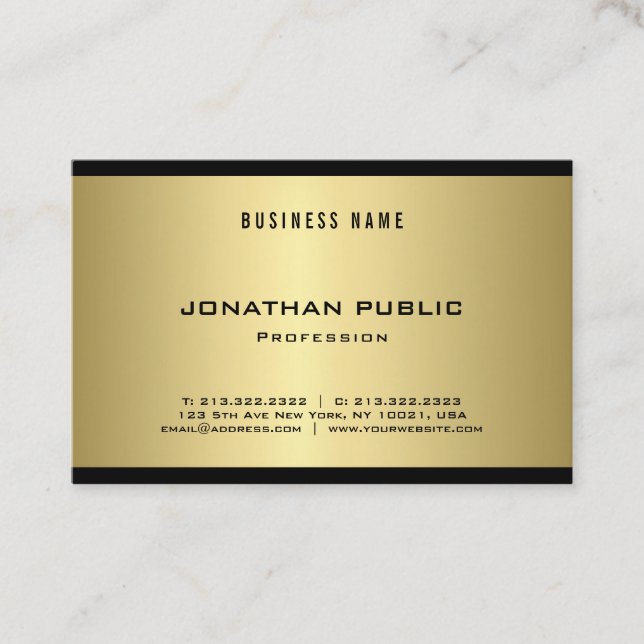 Modern Elegant Gold Look Cool Trendy Plain Luxury Business Card (Front)