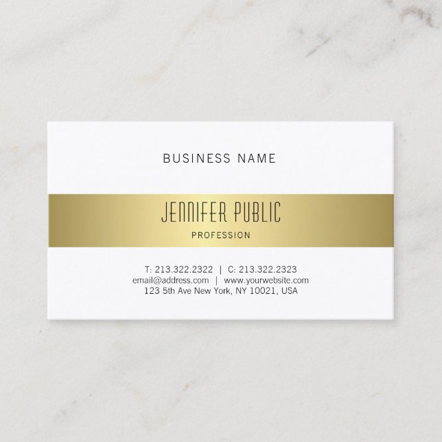 Modern Elegant Gold Look Design Simple Chic Plain Business Card (Front)