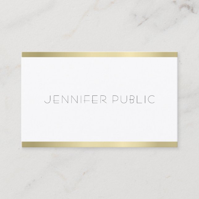 Modern Elegant Gold Look Minimalist Template Business Card (Front)