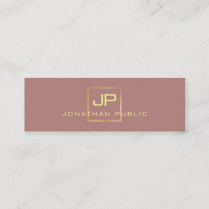 Modern Elegant Gold Look Monogram Professional Mini Business Card