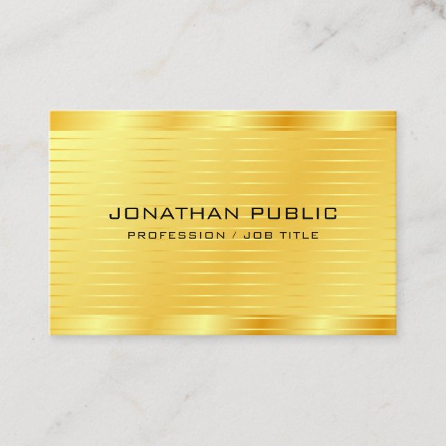 Modern Elegant Gold Look Premium Silk Finish Business Card (Front)