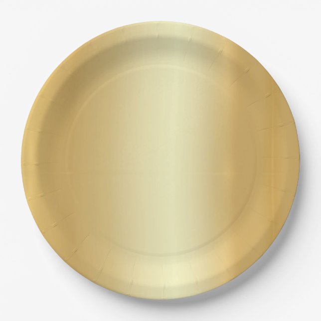 Modern Elegant Gold Look Simple Design Template Paper Plates (Front)
