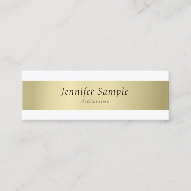 Modern Elegant Gold Look Sleek Plain Professional Mini Business Card (Front)