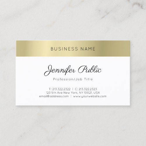 Modern Elegant Gold Look Sleek Professional Plain Business Card