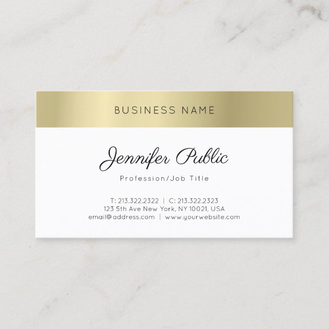 Modern Elegant Gold Look Sleek Professional Plain Business Card (Front)