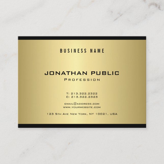 Modern Elegant Gold Look Trendy Glamorous Luxe Business Card (Front)
