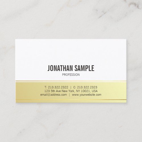 Modern Elegant Gold Look Trendy Simple Plain Business Card
