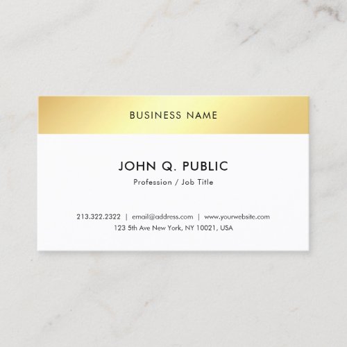 Modern Elegant Gold Look Trendy Simple Template Business Card