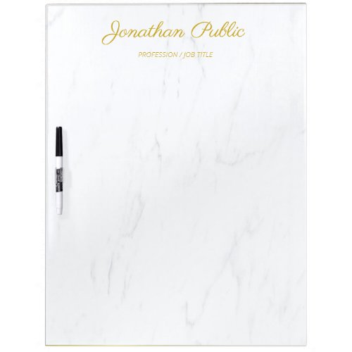 Modern Elegant Gold Marble Personalized Template Dry Erase Board