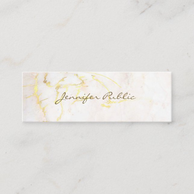 Modern Elegant Gold Marble Professional Plain Mini Business Card (Front)