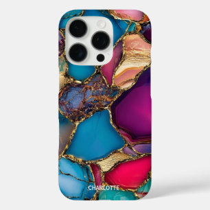 Modern elegant gold marble stone iPhone 16 pro case