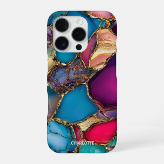 Modern elegant gold marble stone iPhone 16 pro case