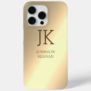 Modern Elegant Gold Metallic monogrammed Name  iPhone 15 Pro Max Case