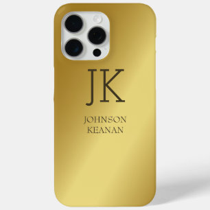 Modern Elegant Gold Metallic monogrammed Name iPhone 15 Pro Max Case