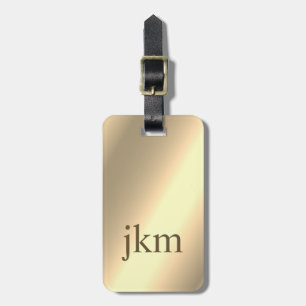 Modern Elegant Gold Metallic monogrammed Name  Luggage Tag
