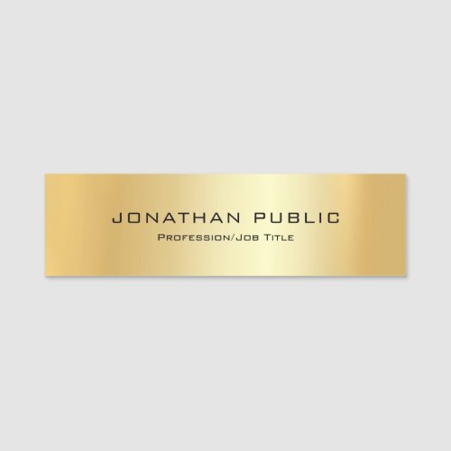 Modern Elegant Gold Minimalist Design Template Name Tag
