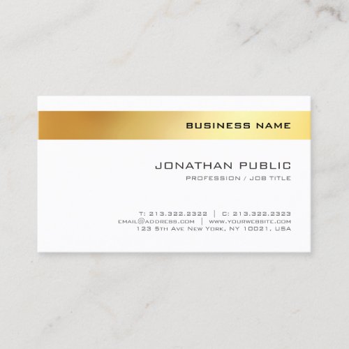 Modern Elegant Gold Minimalist Template Company Business Card
