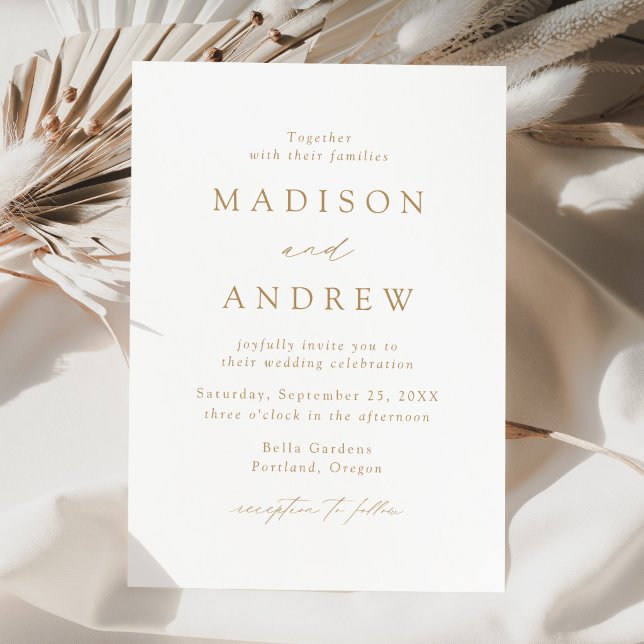 Modern Elegant Gold Minimalist Wedding Invitation (Creator Uploaded)