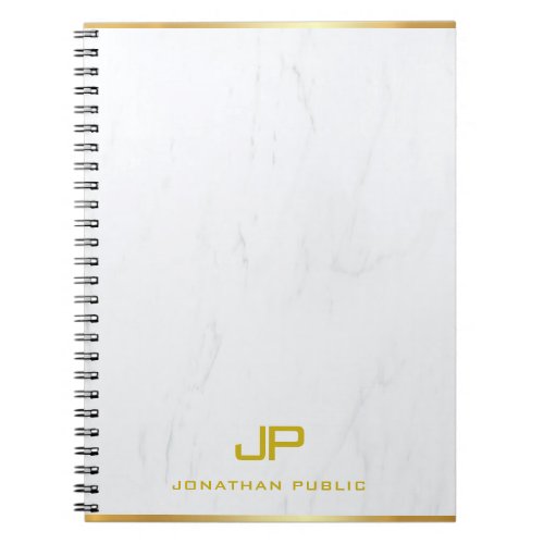 Modern Elegant Gold Monogram Marble Template Notebook