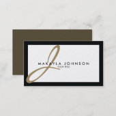 Modern & Elegant Gold Monogram Professional Business Card (Front/Back)