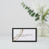 Modern & Elegant Gold Monogram Professional Business Card (Standing Front)