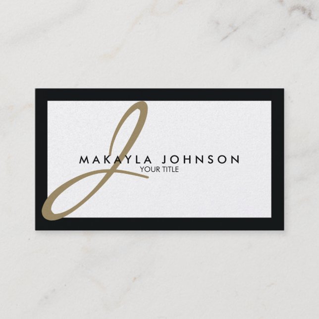 Modern & Elegant Gold Monogram Professional Business Card (Front)