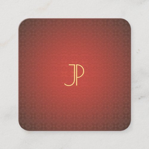 Modern Elegant Gold Monogram Red Template Luxury Square Business Card