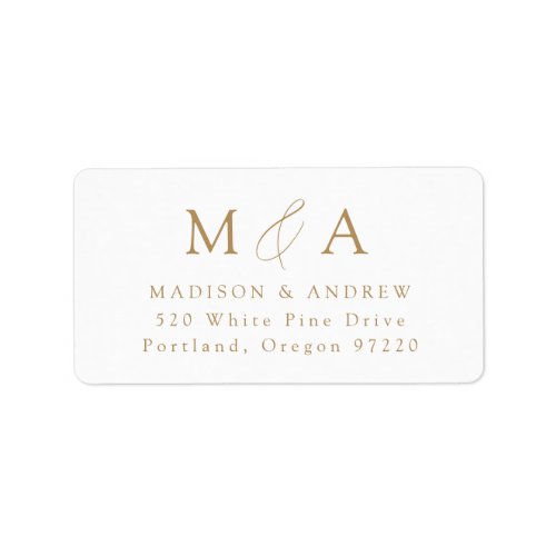 Modern Elegant Gold Monogram Return Address Label