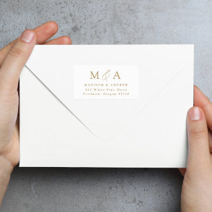Modern Elegant Gold Monogram Return Address Label
