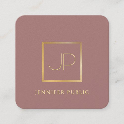 Modern Elegant Gold Monogram Template Luxurious Square Business Card