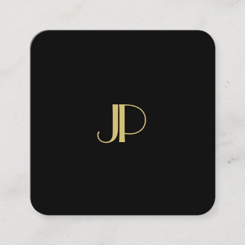 Modern Elegant Gold Monogram Template Trendy Square Business Card