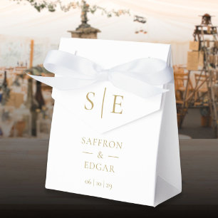 Modern Elegant Gold Monogram Wedding Favor Boxes