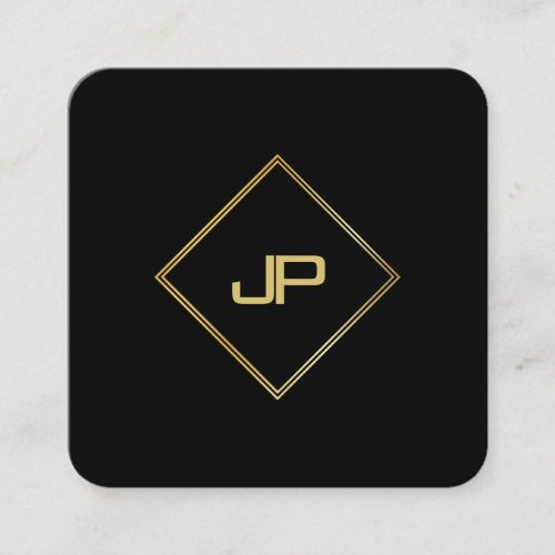 Modern Elegant Gold Monogrammed Luxury Template Square Business Card