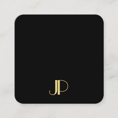 Modern Elegant Gold Monogrammed Luxury Template Square Business Card