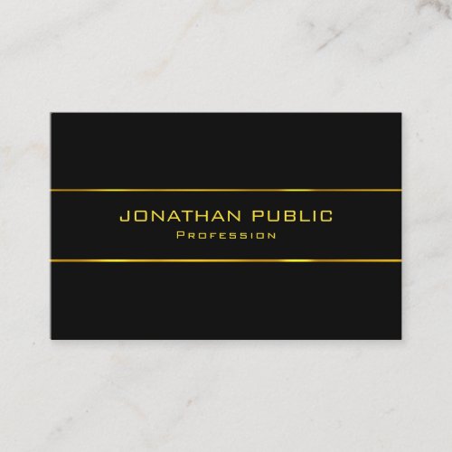 Modern Elegant Gold Name Black Excellent Template Business Card