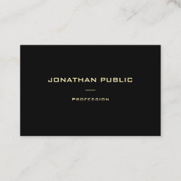 Modern Elegant Gold Name Black Template Luxury Business Card
