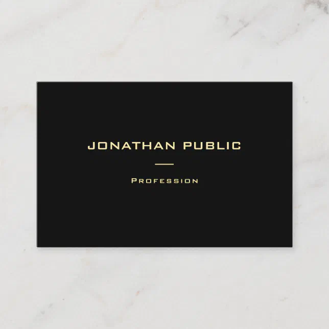 Modern Elegant Gold Name Black Template Luxury Business Card | Zazzle