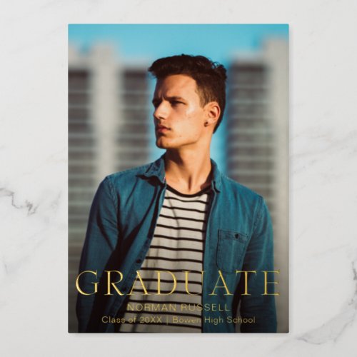 Modern Elegant Gold Photo Graduation Announcement