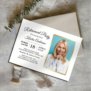Modern Elegant Gold Photo Retirement Party Invitation