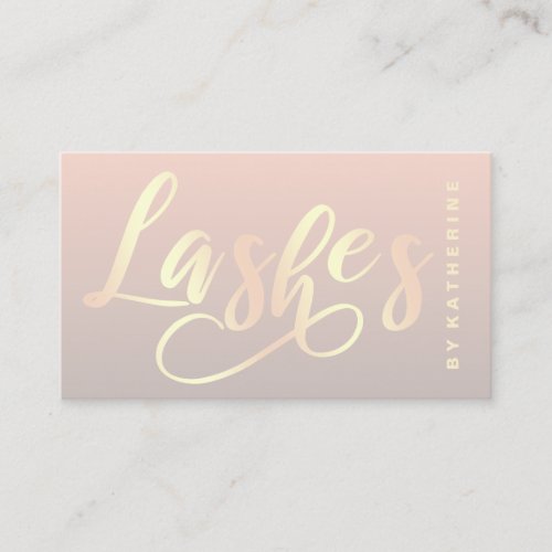 Modern elegant gold pink  grey lashes extension business card