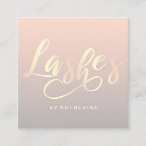 Modern elegant gold pink  grey lashes extension square business card