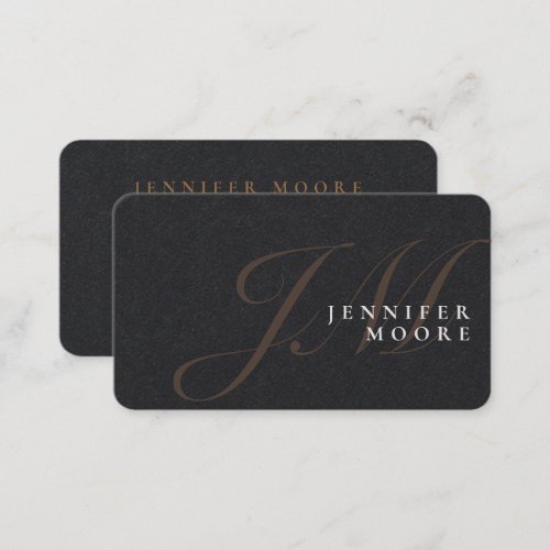 Modern Elegant Gold Premium Black Monogrammed Business Card