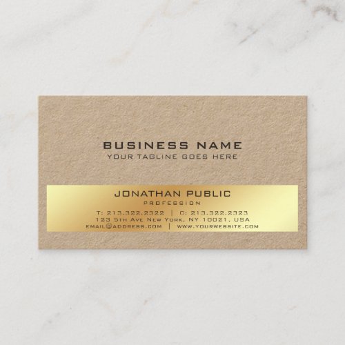 Modern Elegant Gold Premium Kraft Luxury Business Card