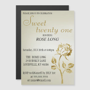 Modern, Elegant Gold Rose Glitter Save The Date Magnetic Invitation