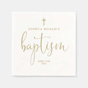 Modern Elegant Gold Script Baptism Napkins
