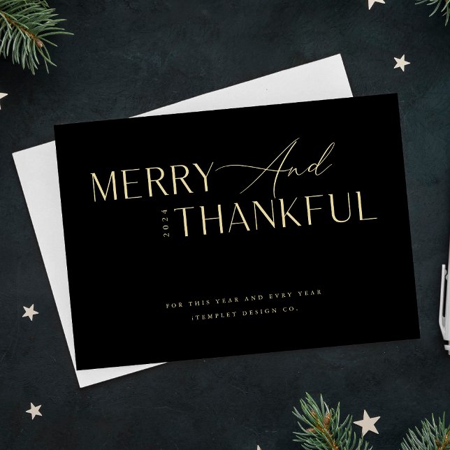 Modern Elegant Gold Script Christmas Business Logo Holiday Card (Creator Uploaded)
